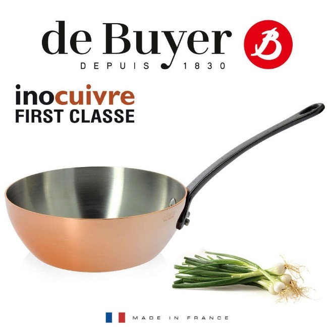 Тиган "Inocuivre First Classe", 24 см / 2,9 л, с чугунена дръжка - марка "de Buyer"