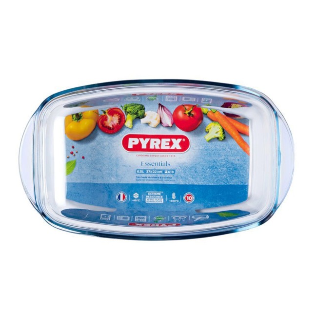 Правоъгълен съд с капак от термоустойчиво стъкло "Essentials", 4,4л + 2,3л - Pyrex