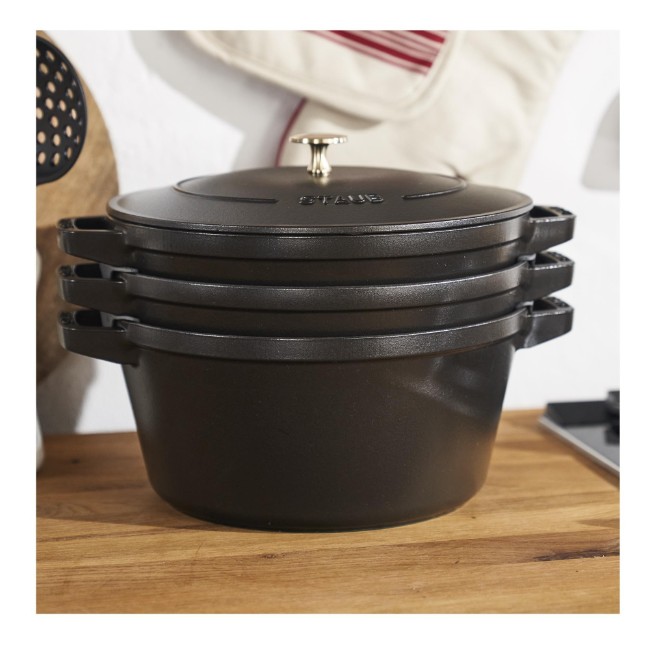 Комплект съдове Cocotte от 3 части, 24см, чугун, Black - Staub