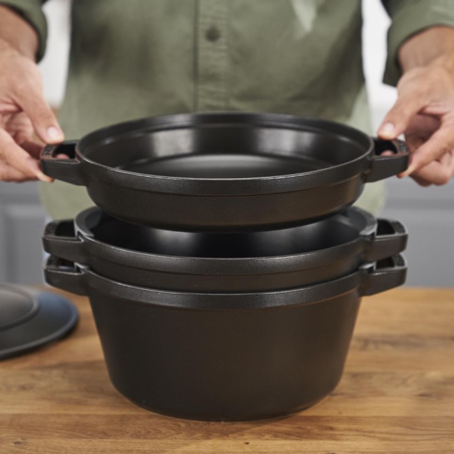 Комплект съдове Cocotte от 3 части, 24см, чугун, Black - Staub