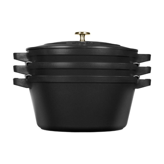 Комплект съдове Cocotte от 3 части, 24см, чугун, Black - Staub