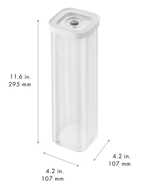 Квадратен контейнер за съхранение на храни, пластмасов, 10.7 × 10.7 × 29.5 см, 1.7л, "Cube" - Zwilling
