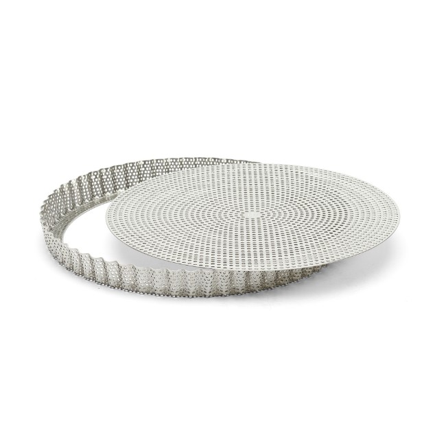 Перфорирана форма за тарти, с включена хартия за печене, неръждаема стомана, 28 см - de Buyer