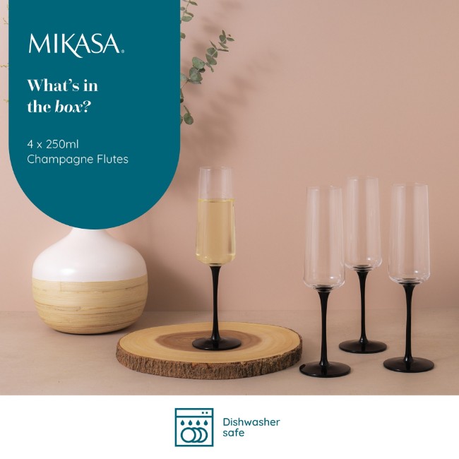 Комплект от 4 чаши за шампанско, изработени от кристално стъкло, 250 мл, "Palermo" - Mikasa