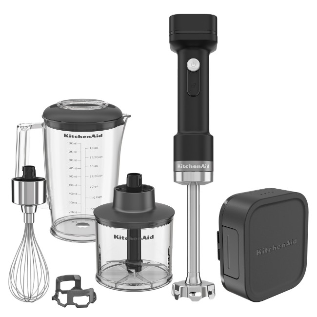 Ръчен пасатор с аксесоари Go Cordless, с батерия, Matte Black - KitchenAid