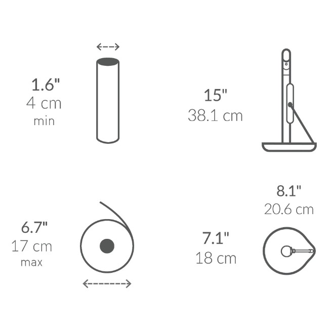 Държач за ролка хартиени кърпи със спрей помпа, 38,1 см, черен - simplehuman