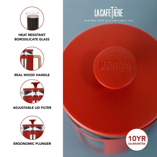 Кафемашина, изработена от боросиликатно стъкло, 1L, "Pisa", червена - La Cafetiere